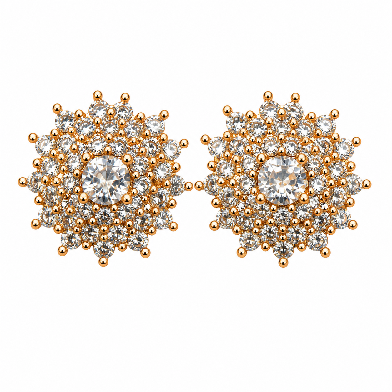 Golden Bloom Cluster Stud Earrings image 2
