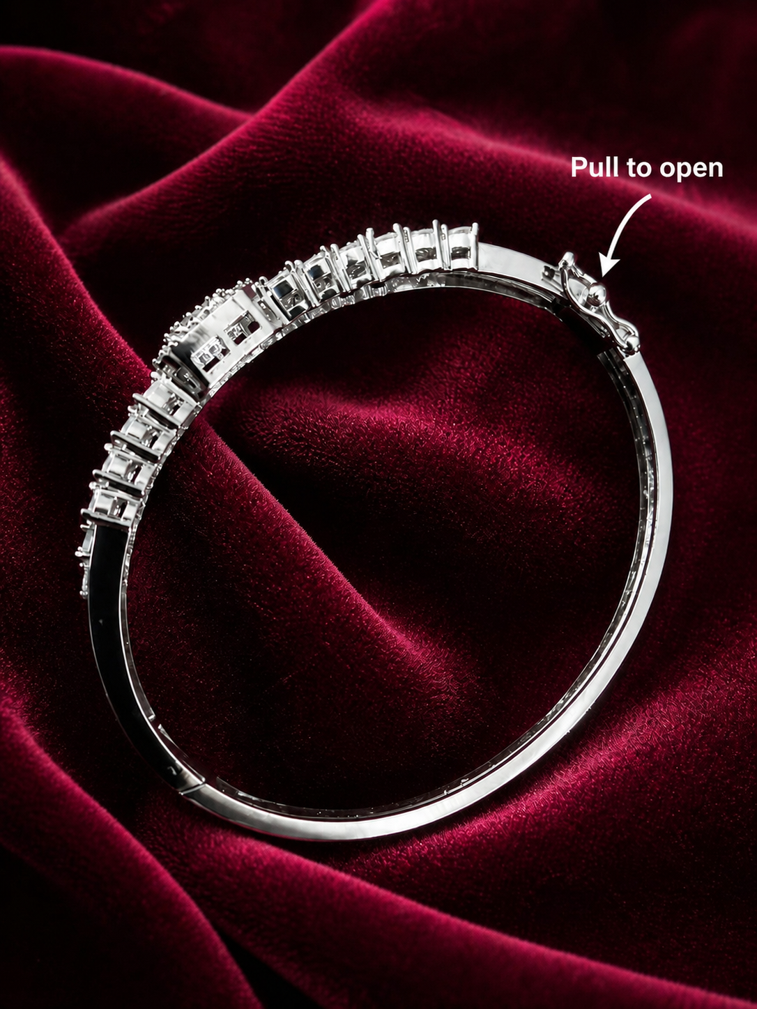 Elegant Silver-Tone Artificial Crystal Bracelet with Secure Clasp image 2