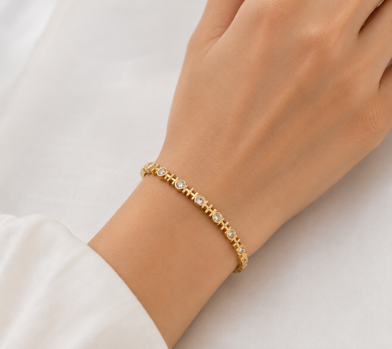 Artificial Crystal Studded Bangle Bracelet image 1