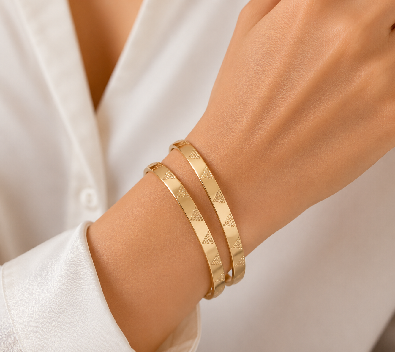 Gold-Plated Textured Open Bangle Set (Pack of 2) image 1