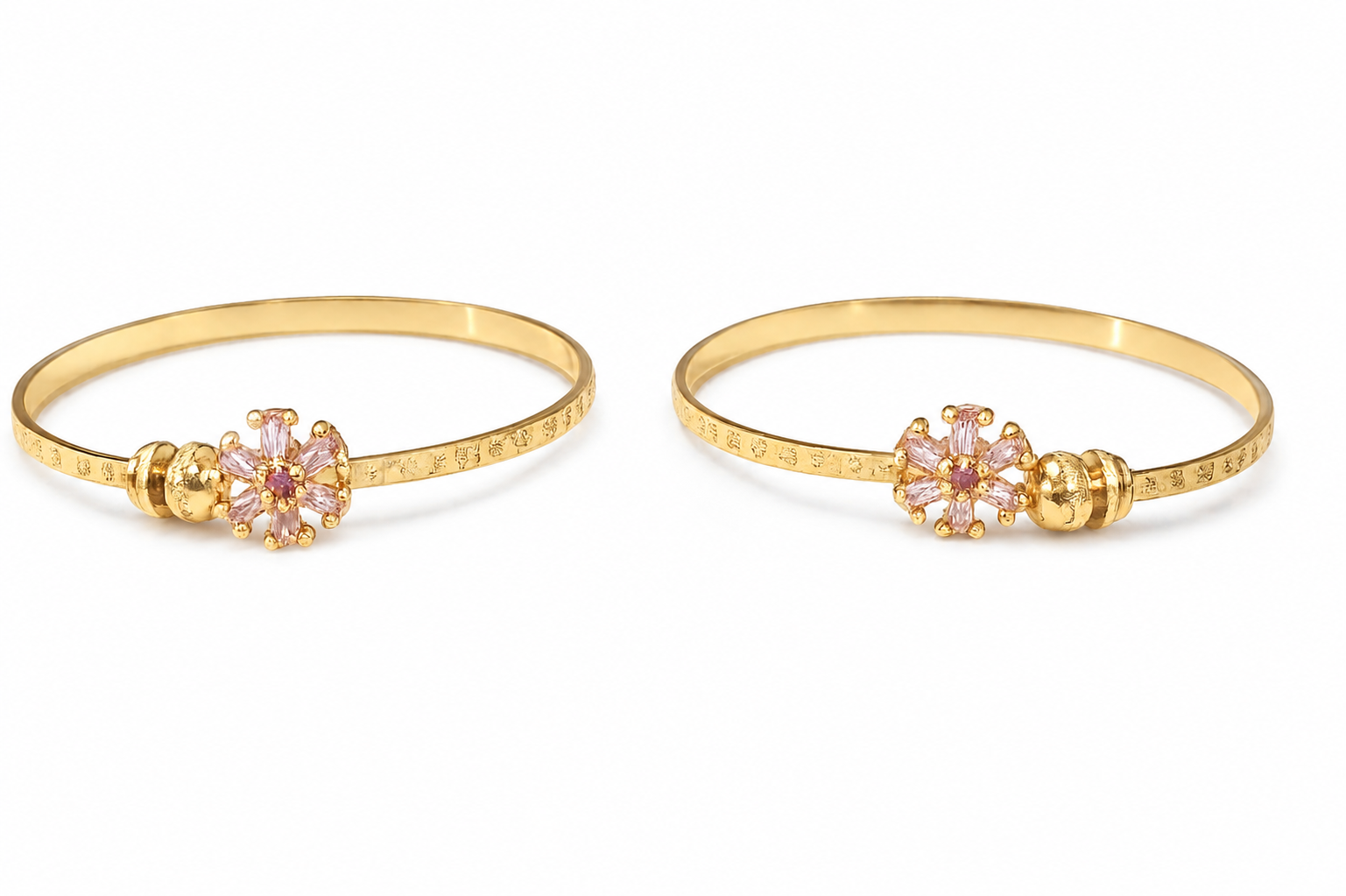 Gold-Plated Crystal Studded Bangle Bracelet image 3