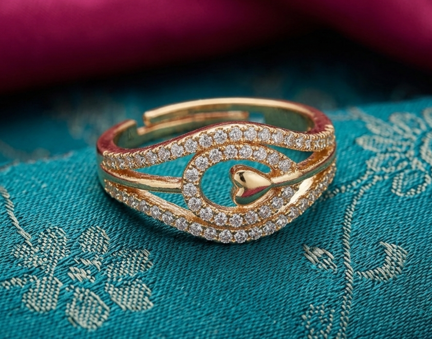 Golden Heart Swirl Adjustable Ring image 3