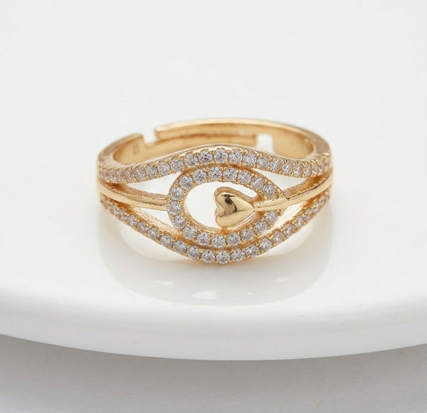 Golden Heart Swirl Adjustable Ring image 4