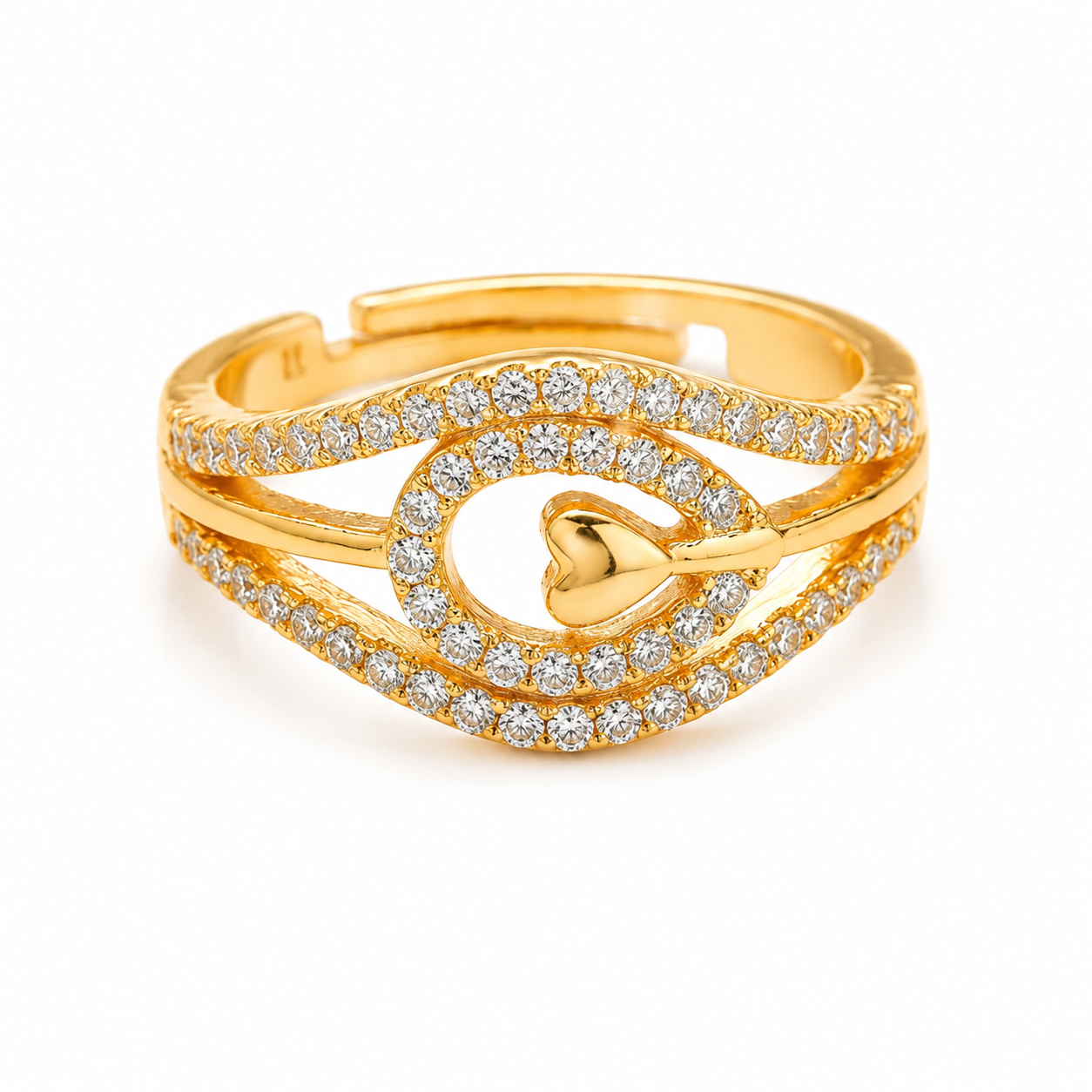 Golden Heart Swirl Adjustable Ring image 1