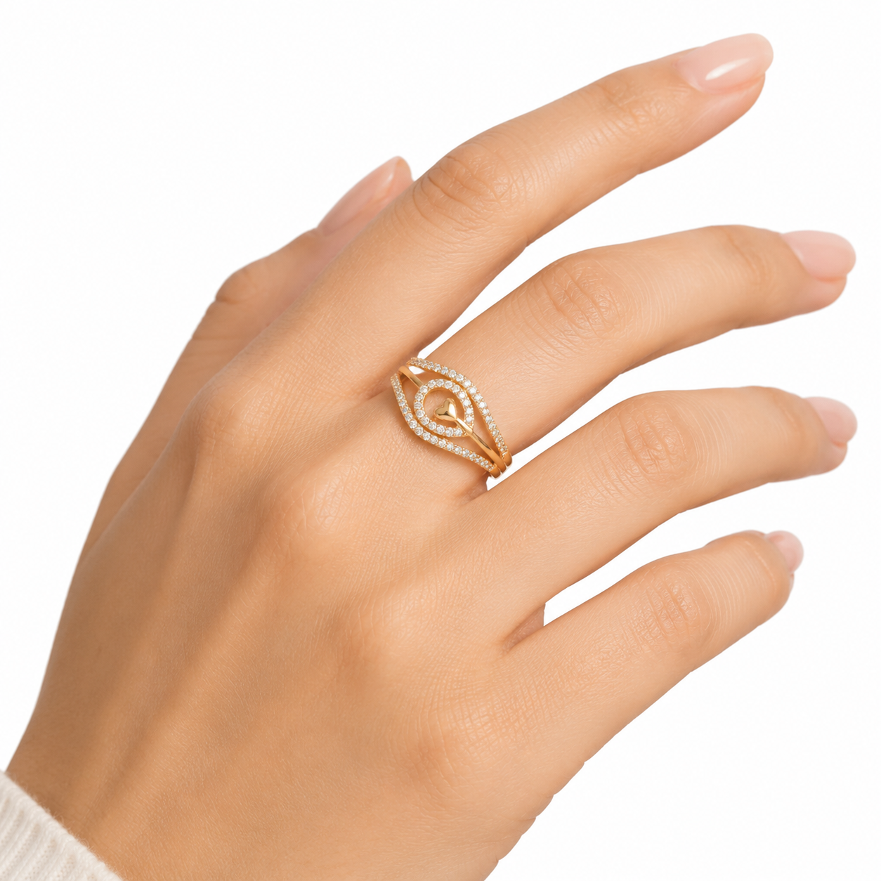 Golden Heart Swirl Adjustable Ring image 2