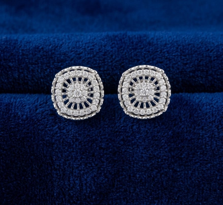 Silver Radiance Halo Stud Earrings image 3