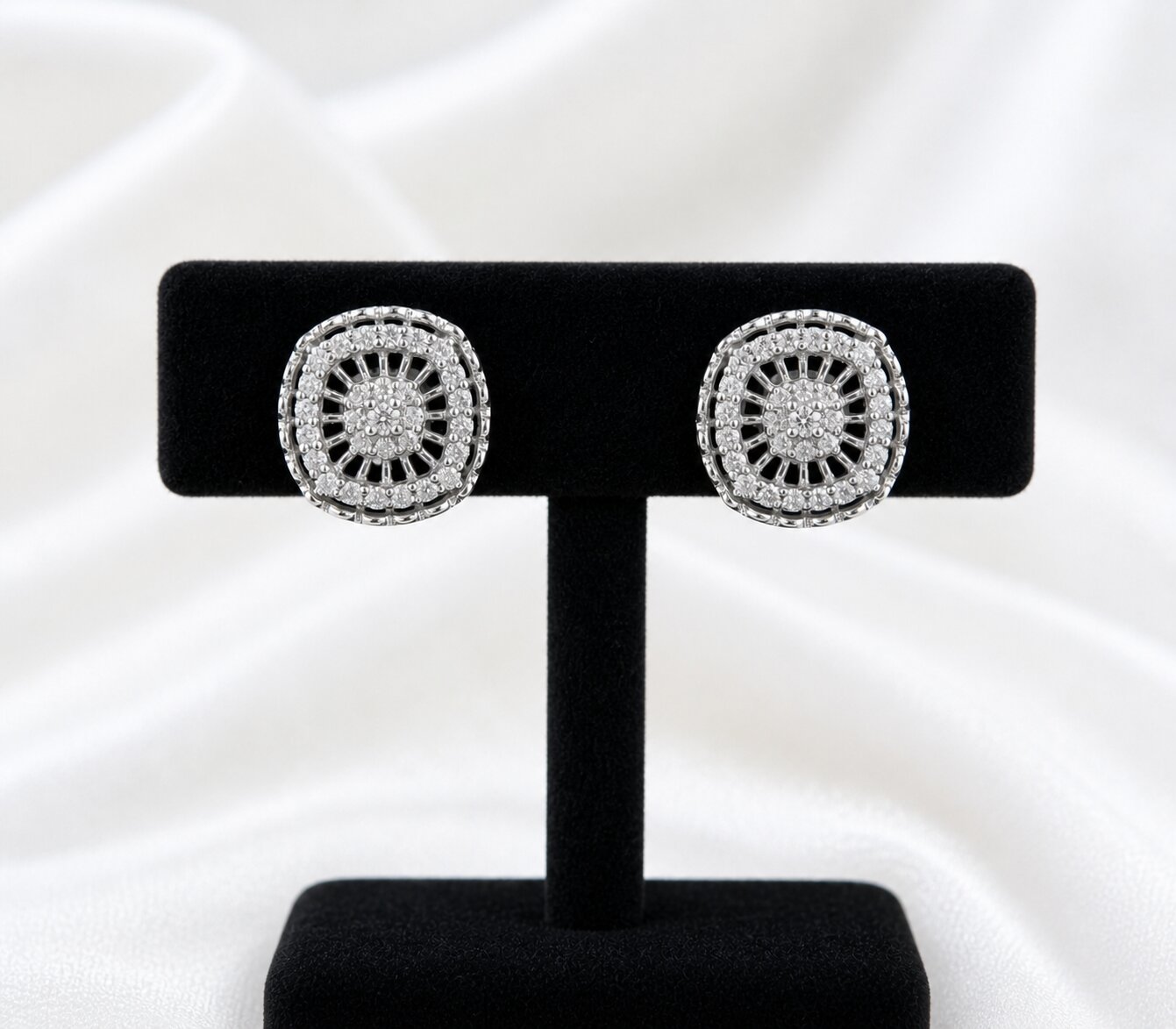 Silver Radiance Halo Stud Earrings image 4