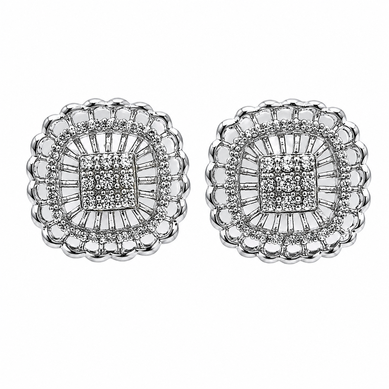 Silver Radiance Halo Stud Earrings image 2
