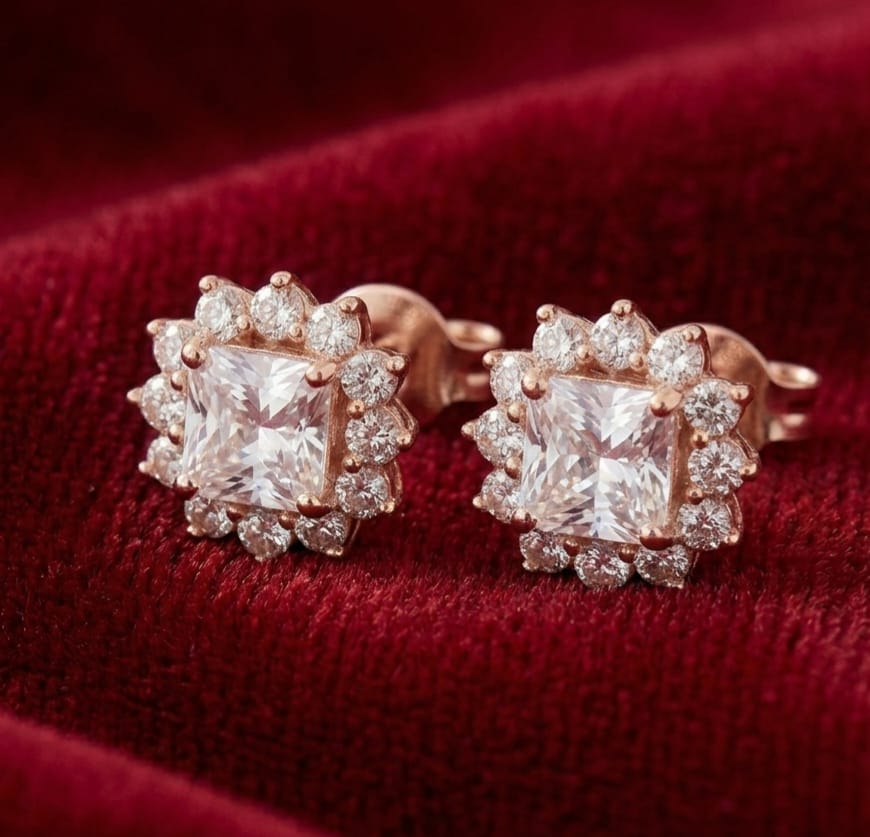 Rose Luxe Princess Cut Stud Earrings image 2