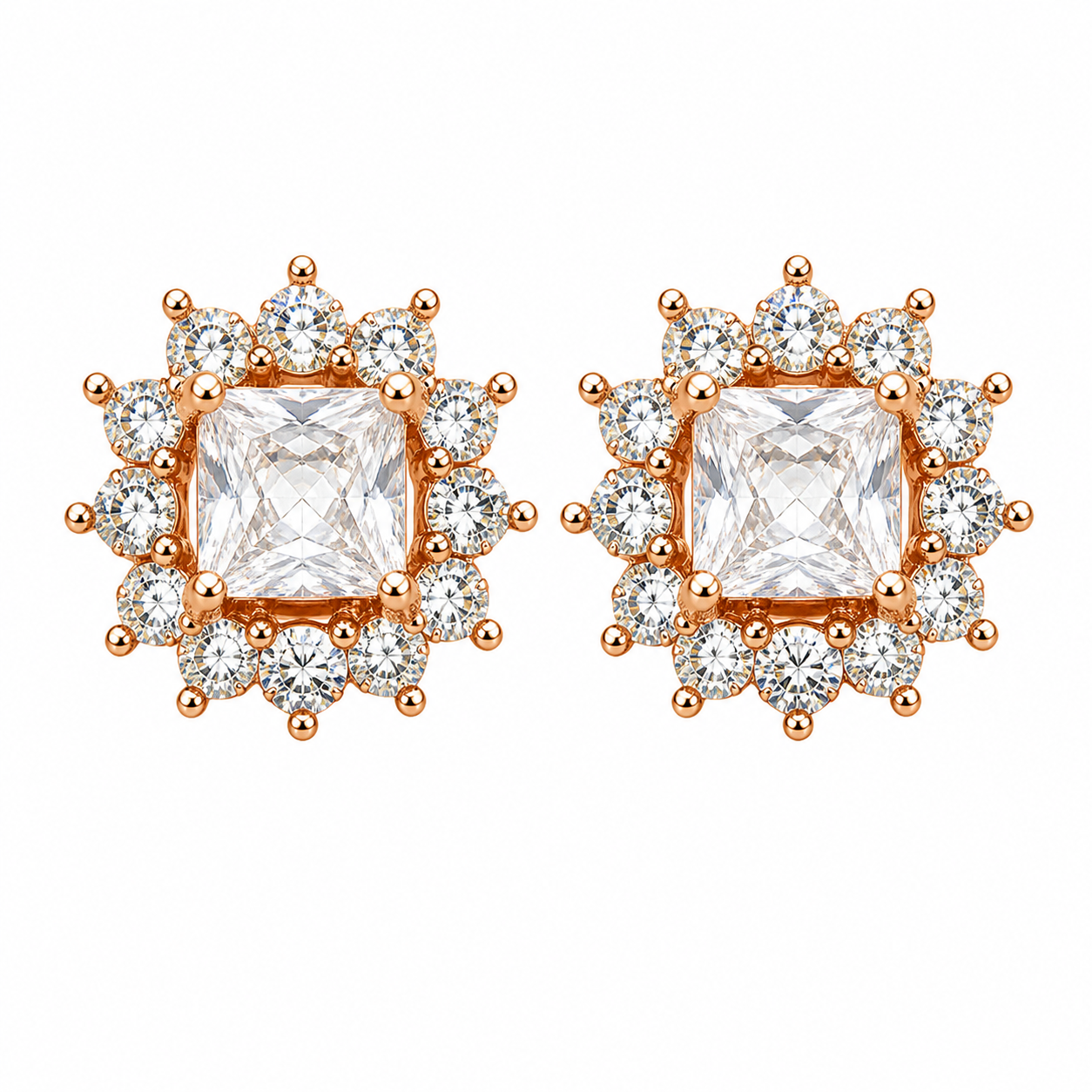 Rose Luxe Princess Cut Stud Earrings image 3