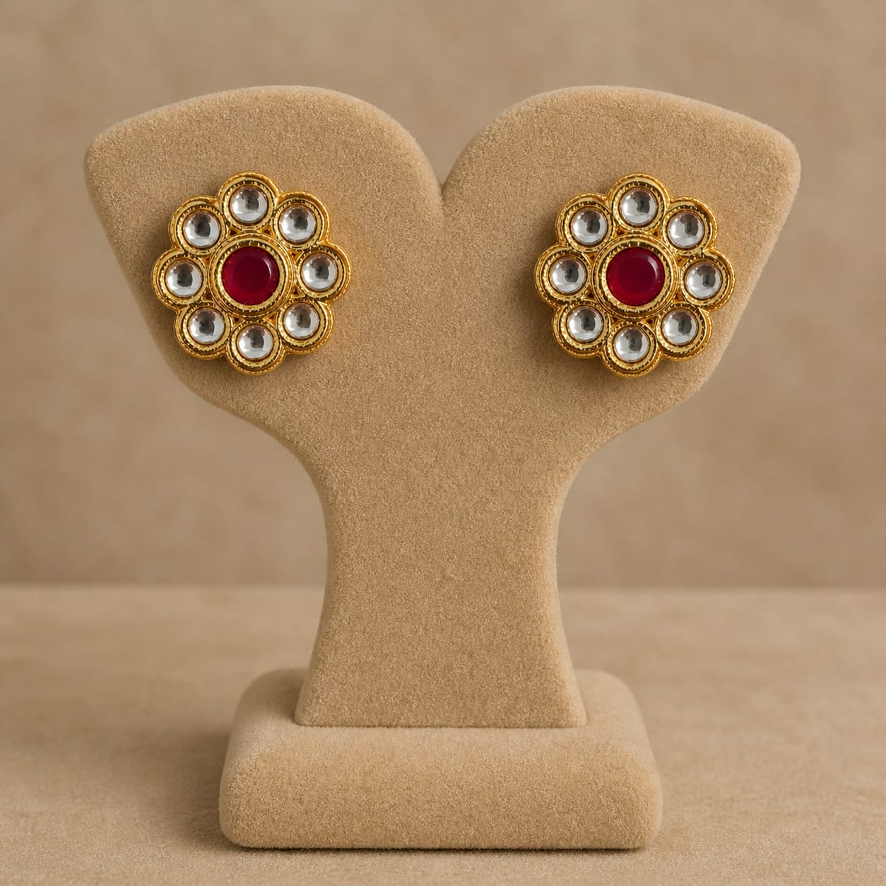 Royal Kundan Bloom Stud Earrings image 2