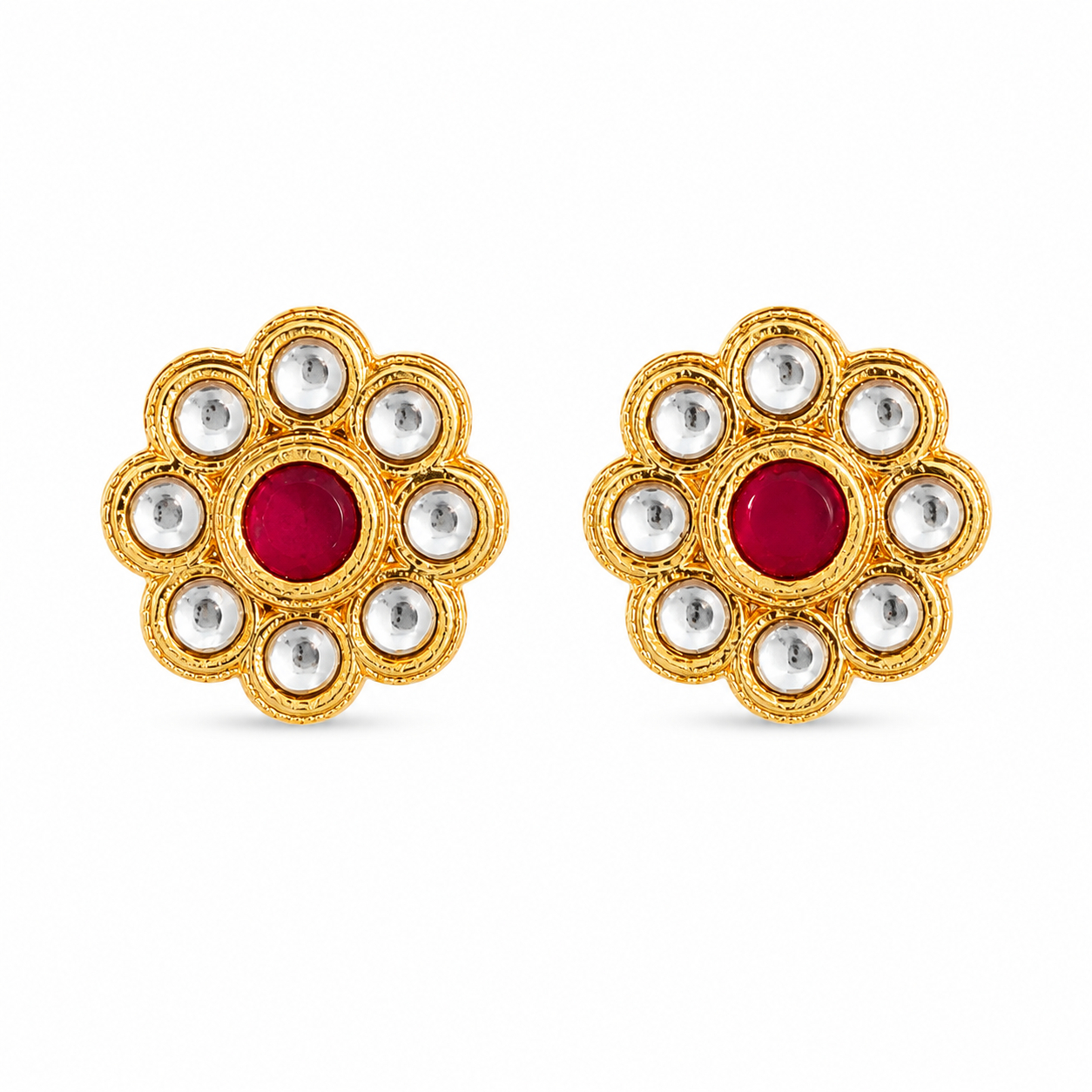 Royal Kundan Bloom Stud Earrings image 4