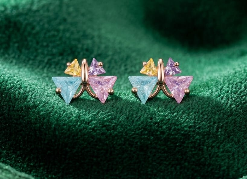 Multicolor Crystal Butterfly Stud Earrings image 2