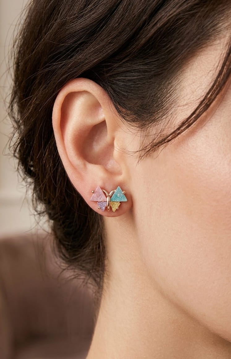 Multicolor Crystal Butterfly Stud Earrings image 1