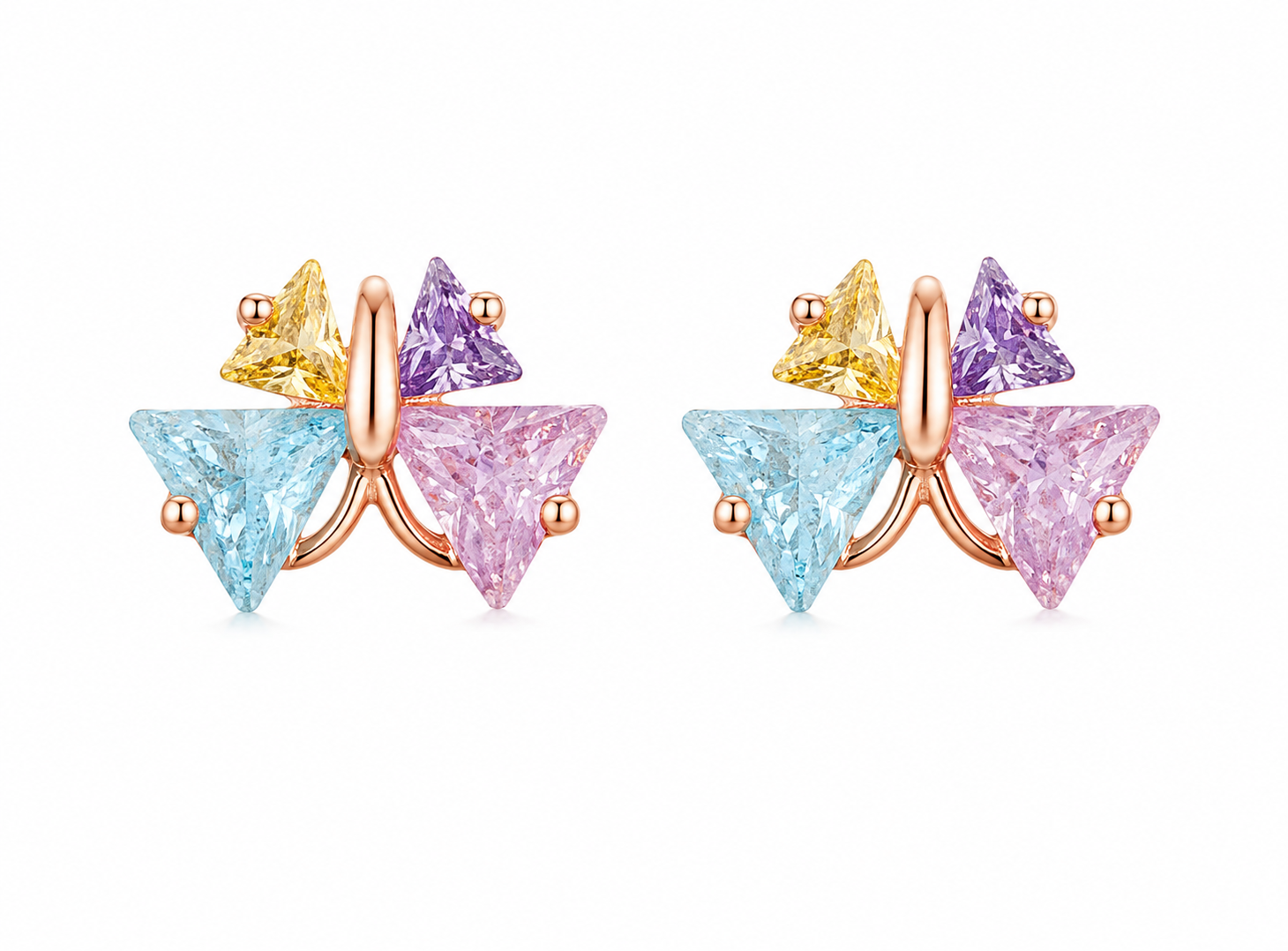 Multicolor Crystal Butterfly Stud Earrings image 3