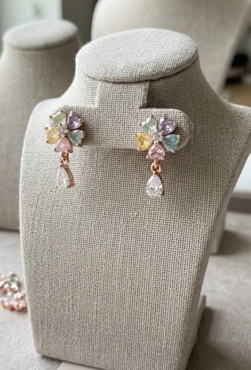 Multicolor Floral Drop Earrings image 2