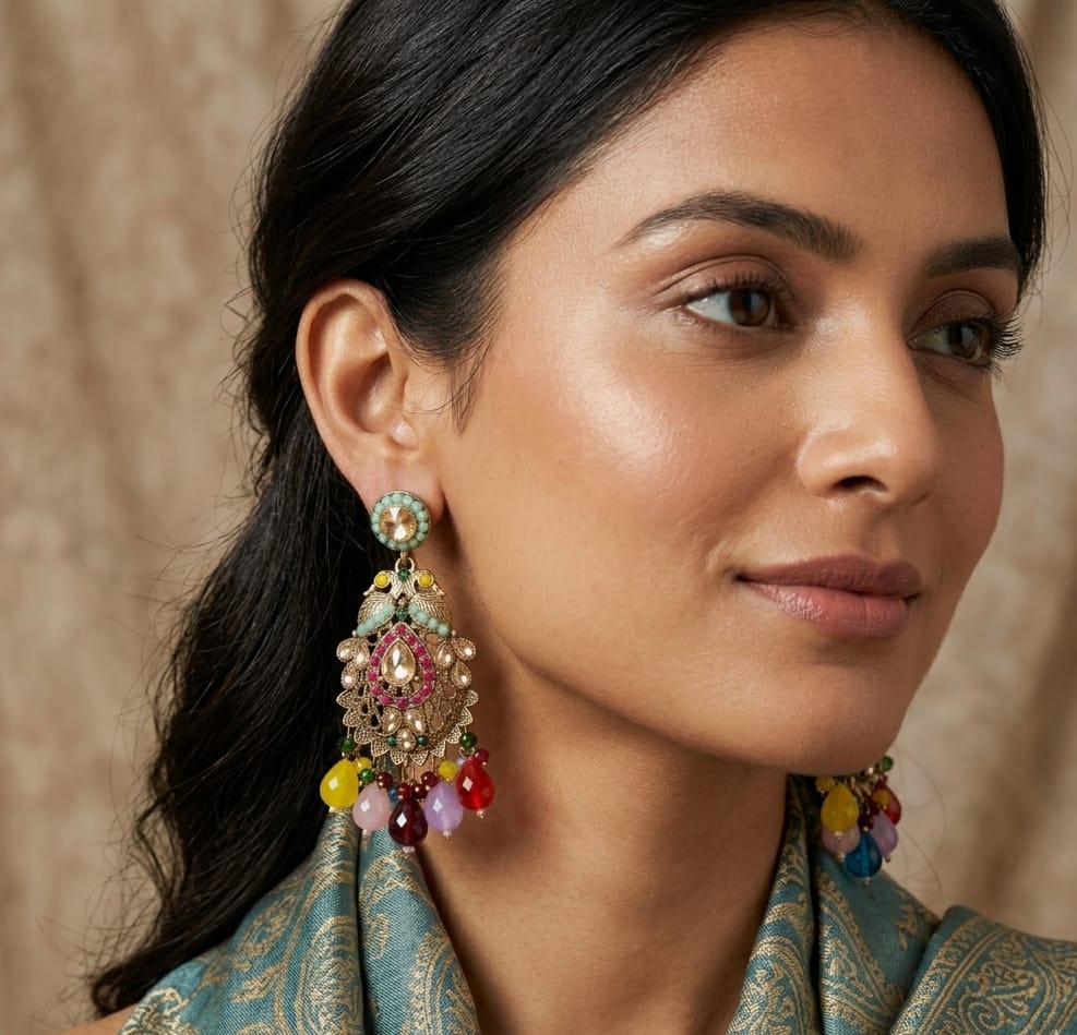 Colorful Tribal Dangle Earrings image 1