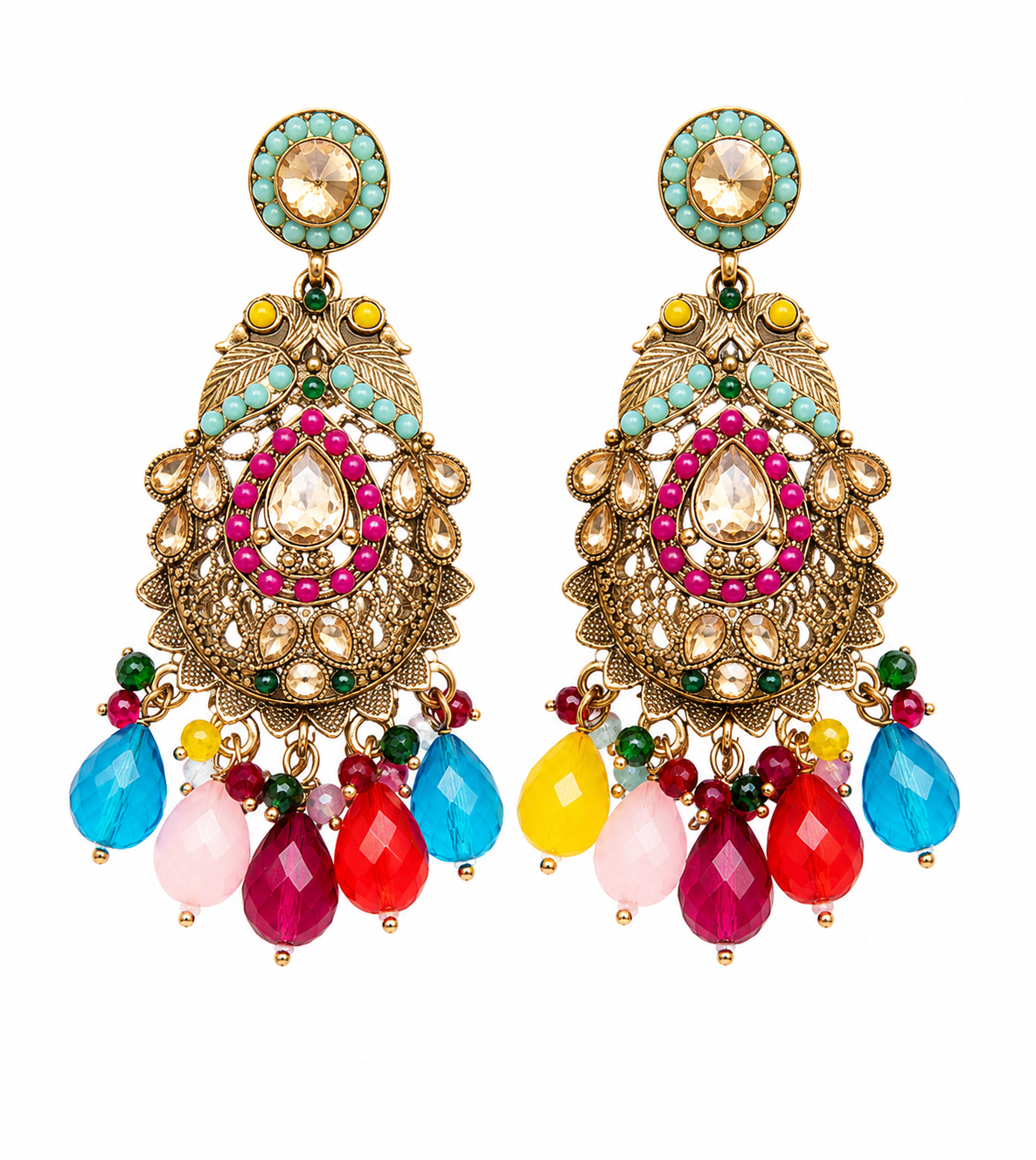 Colorful Tribal Dangle Earrings image 3