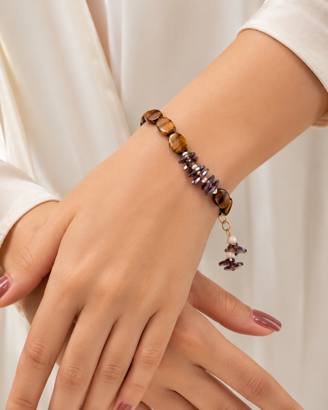 Tiger Eye Crystal Charm Bracelet image 1