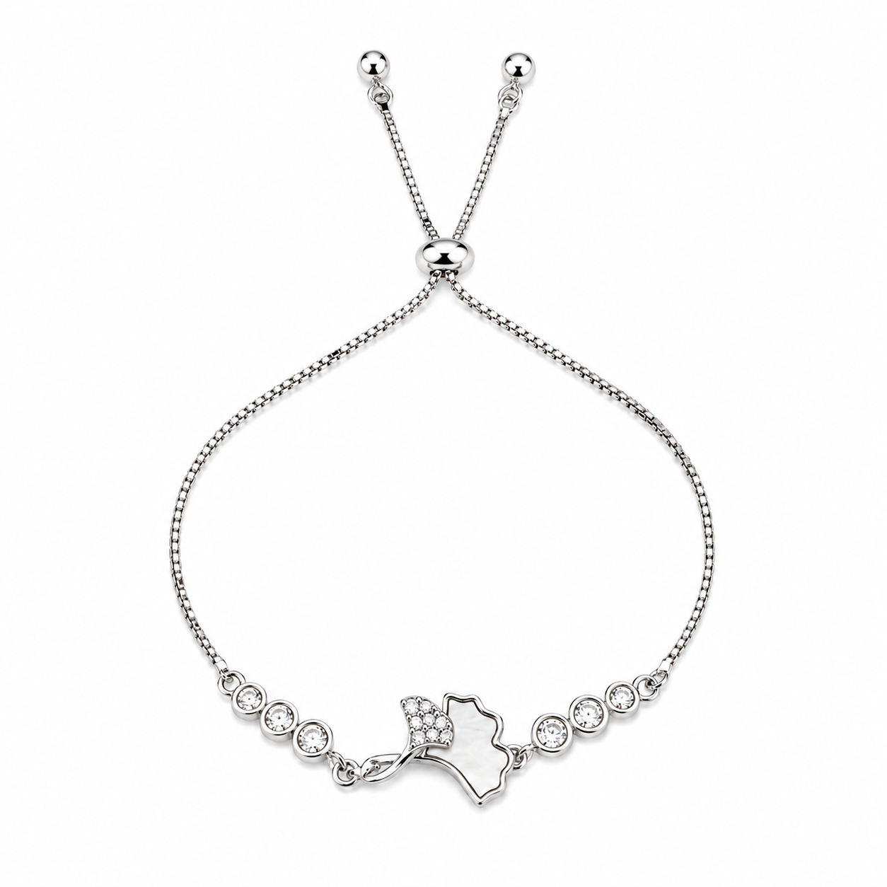 Silver Leaf Charm Slider Bracelet image 3