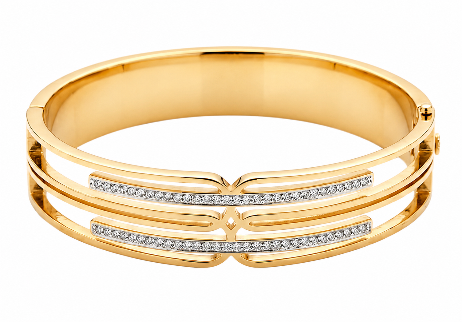 Elegant Gold-Plated Crystal Studded Open Cuff Bracelet image 2