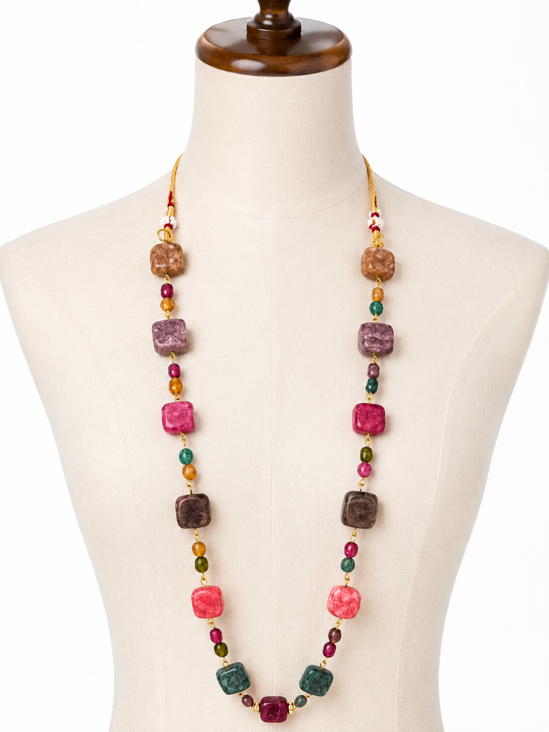 Handcrafted Multicolor Natural Stone Beaded Necklace image 2