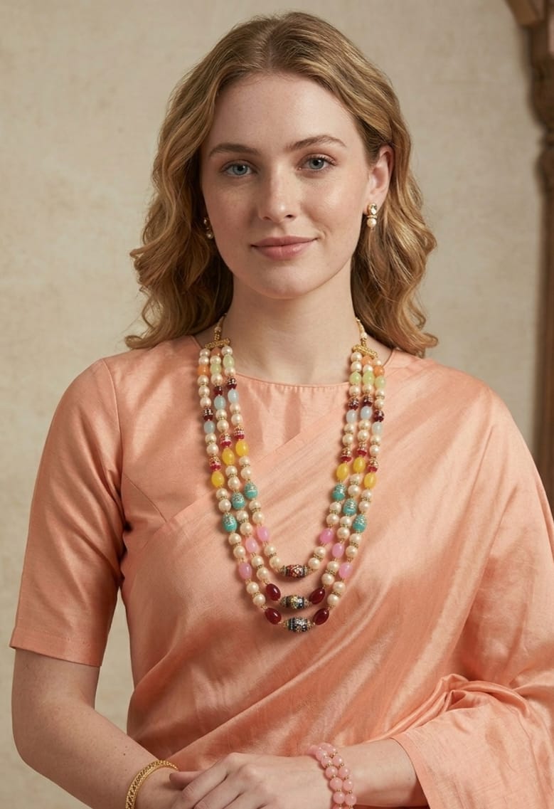 ZENZE Handmade Multicolor Pearl & Beaded Layered Necklace for Women image 1