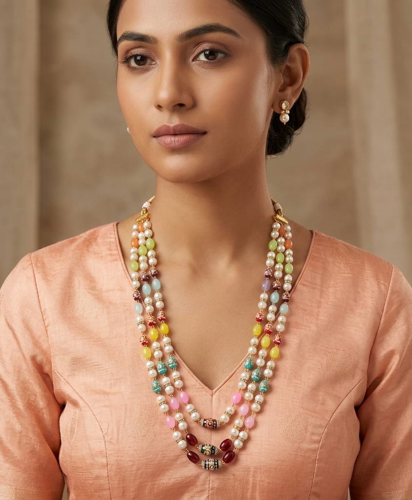 ZENZE Handmade Multicolor Pearl & Beaded Layered Necklace for Women image 2