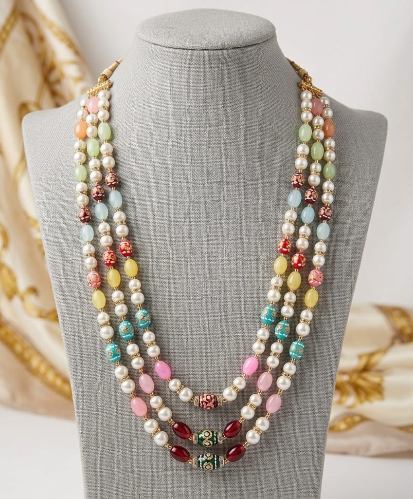 ZENZE Handmade Multicolor Pearl & Beaded Layered Necklace for Women image 3